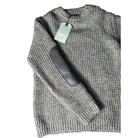 Zara Kids Size 9 134 Cm Chunky Knit Sweater In Brown Blend Cotton Blend #F2-3 - Picture 2 of 9